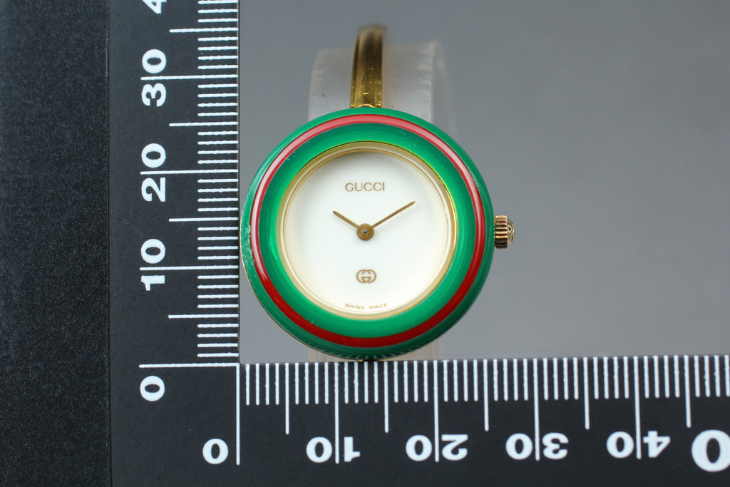 GUCCI 11/12 Change Bezel Gold 12 Colors Women's Qz Watch, Box Papers (16)