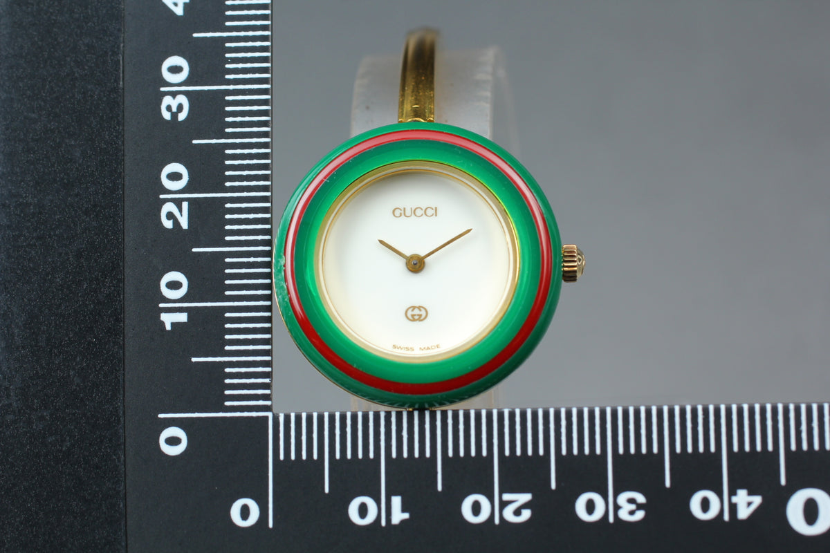 GUCCI 11/12 Change Bezel Gold 12 Colors Women's Qz Watch, Box Papers (16)