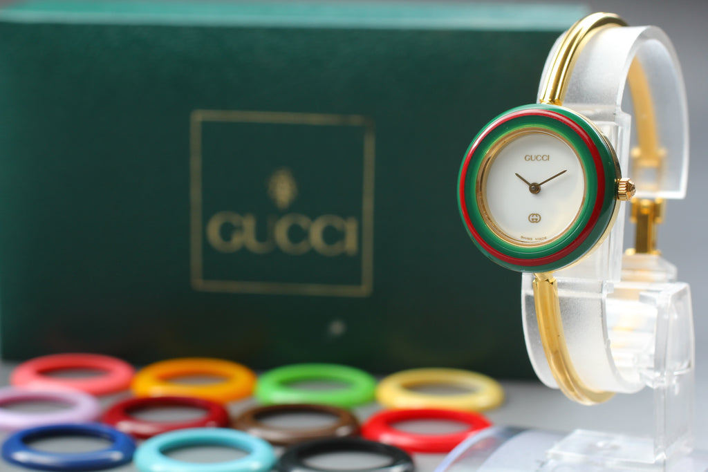 GUCCI 11/12 Change Bezel 12 Colors Woman's Quartz Watch, Boxed (1)
