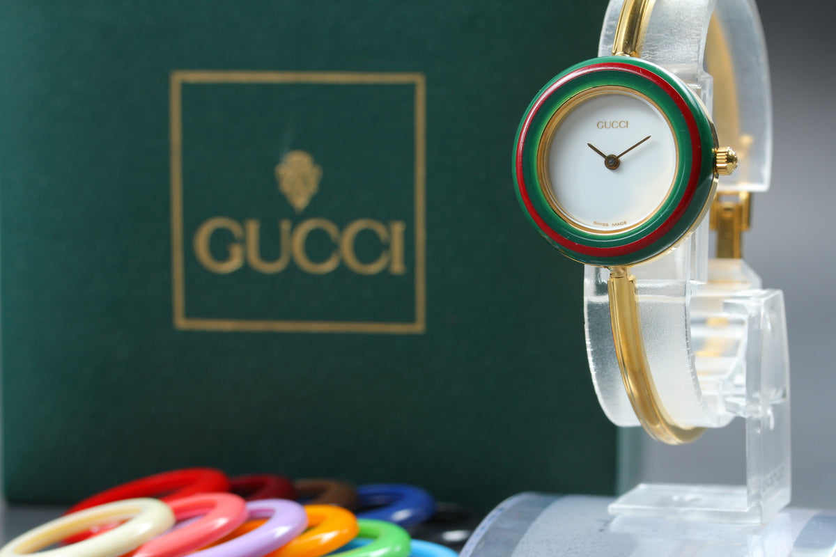 GUCCI 11/12.2 Change Bezel 12 Colors Ladies Quartz Watch, Boxed (1)