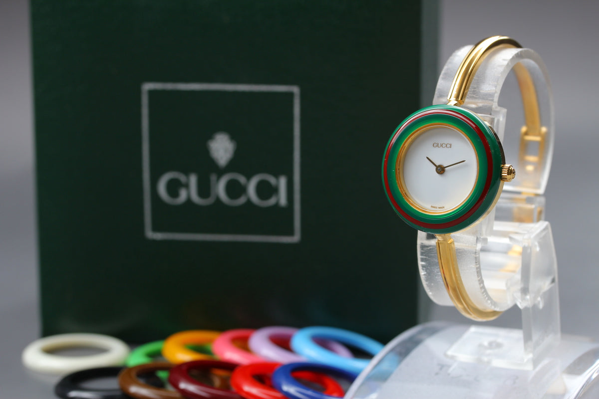 GUCCI 11/12.2 Change Bezel 12 Colors Ladies Quartz Watch, Boxed (1)