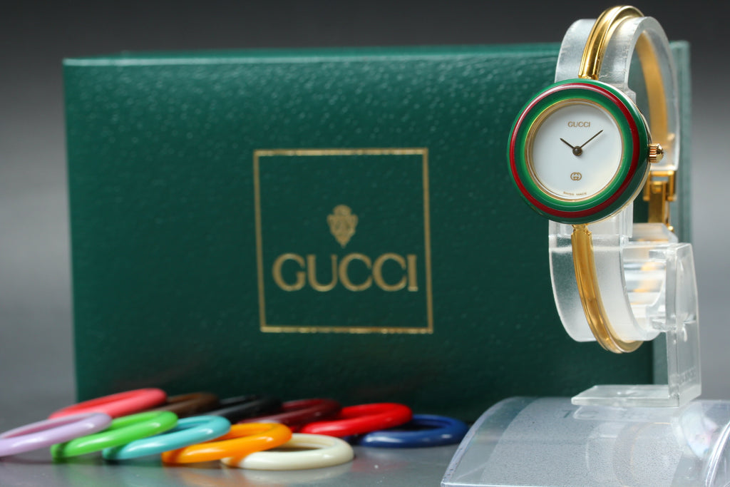 GUCCI 11/12.2 Change Bezel 12 Colors Women's Quartz Watch, Box Papers (1)