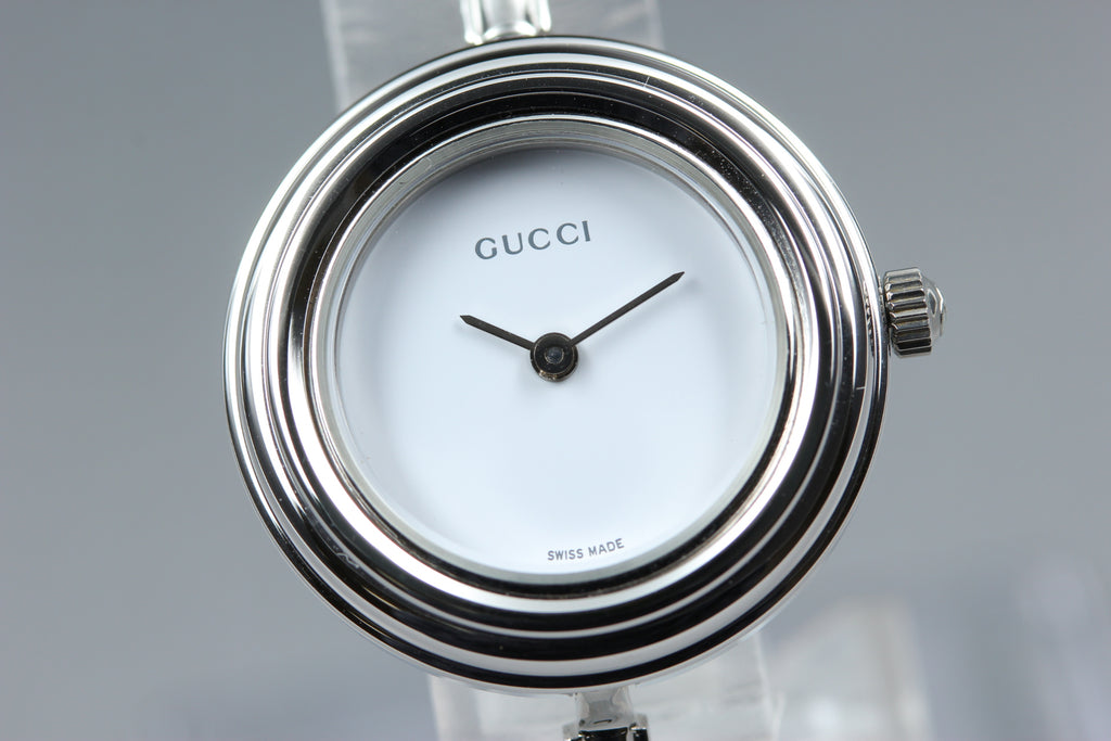 GUCCI 11/12.2L Silver 12 Color Change Bezel Women Quartz Watch, Boxed (4)