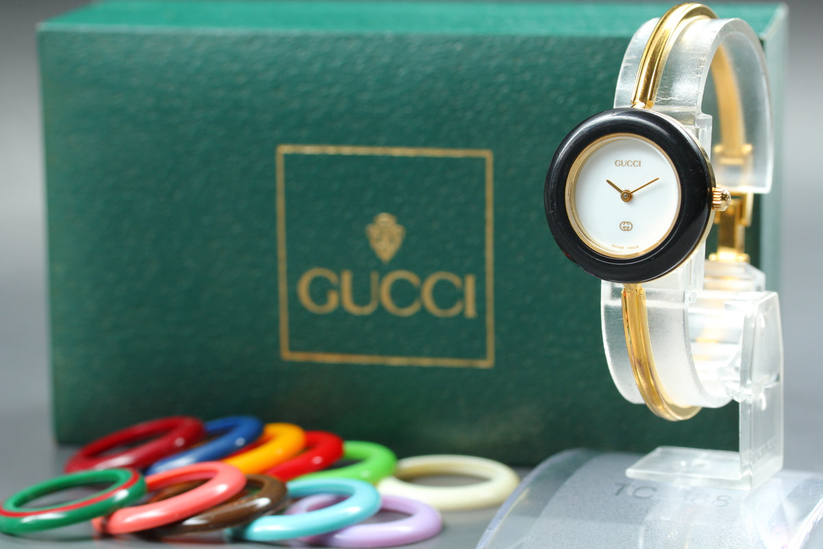 GUCCI 11/12 Change Bezel 12 Color Women's Quartz Watch, Box Papers (1)