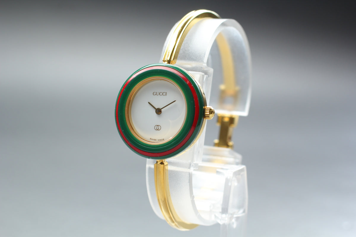 Gucci 1100-L Change Bezel 12 Colors Women's Quartz Watch, Box Papers (6)