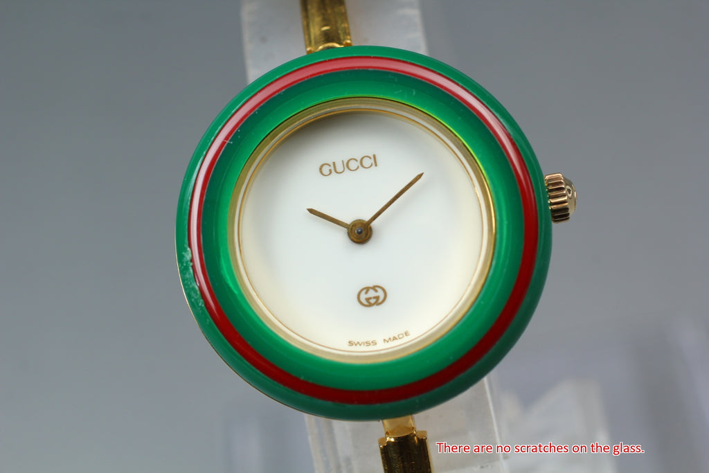 GUCCI 11/12 Change Bezel Gold 12 Colors Women's Qz Watch, Box Papers (3)