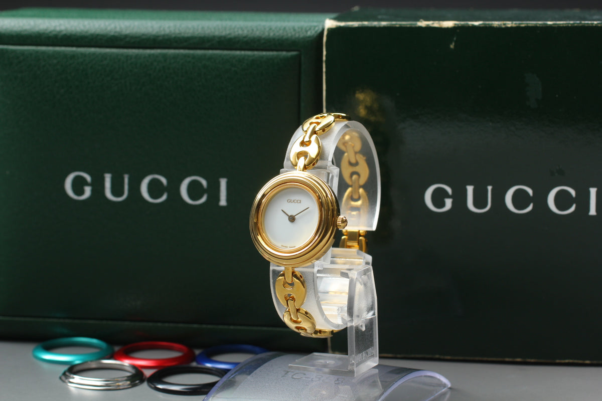 GUCCI 11/12.2 Change Bezel 6 Colors Women's Quartz Watch, Box Papers (1)