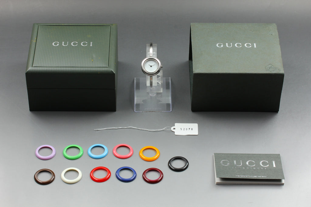 GUCCI 11/12.2L Silver 12 Colors Change Bezel Women's Qz Watch, w/ Box (2)
