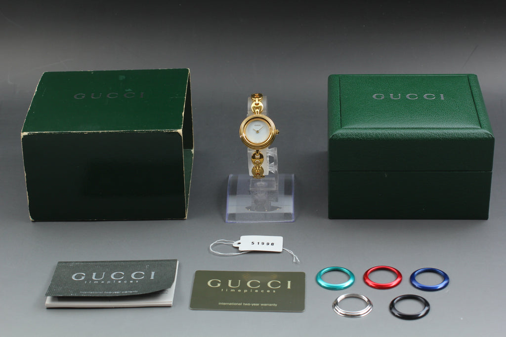 GUCCI 11/12.2 Change Bezel 6 Colors Women's Quartz Watch, Box Papers (3)