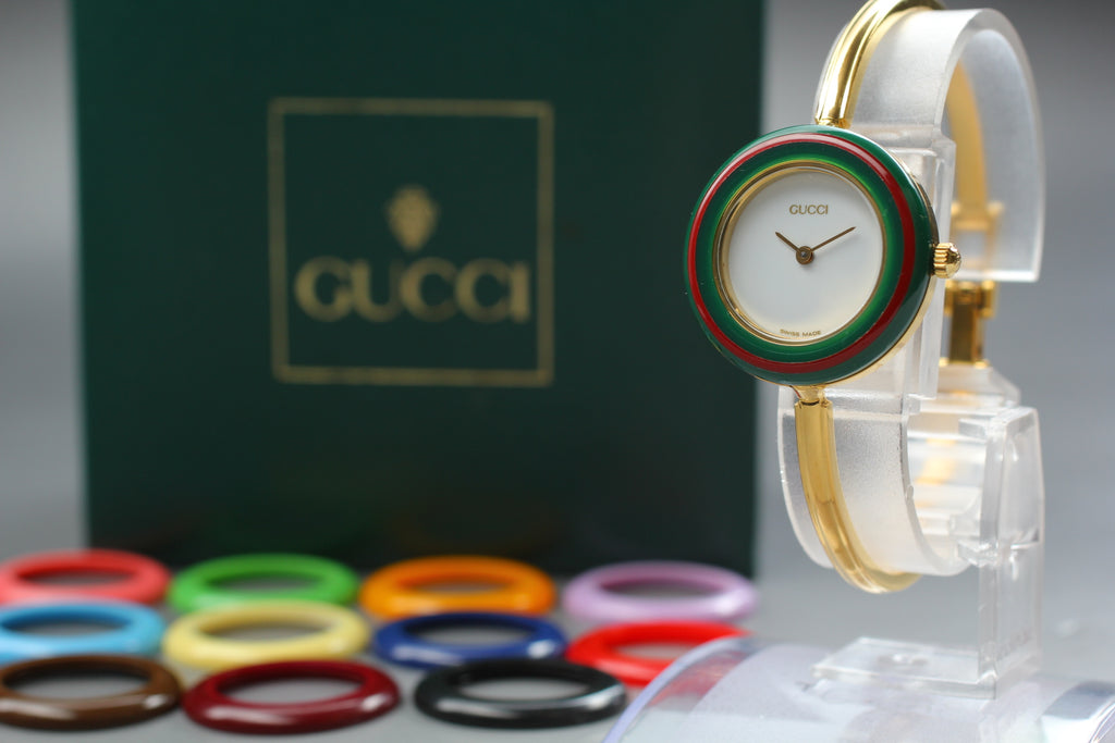 GUCCI 11/12.2 Change Bezel 12 Colors Boxed Ladies Quartz Watch (1)