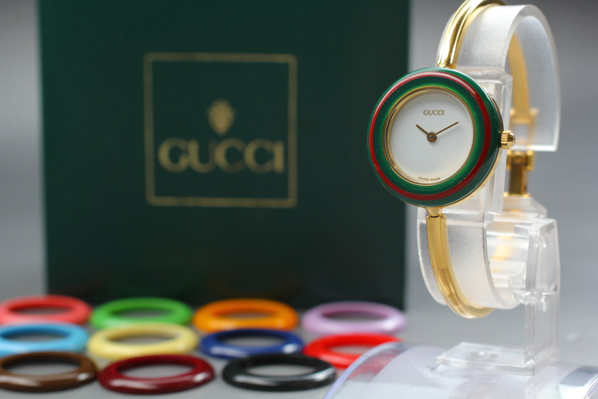 GUCCI 11/12.2 Change Bezel 12 Colors Boxed Ladies Quartz Watch (1)