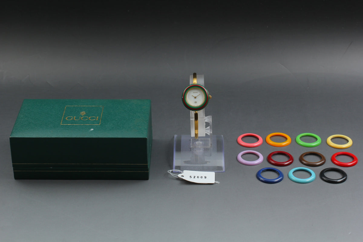 GUCCI 11/12 Change Bezel 12 Colors Woman's Quartz Watch, Boxed (4)