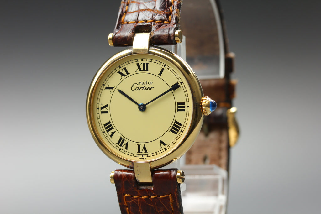 Cartier Must Vendome 590003 Vermeil Roman LM 30mm Quartz Unisex Watch (5)