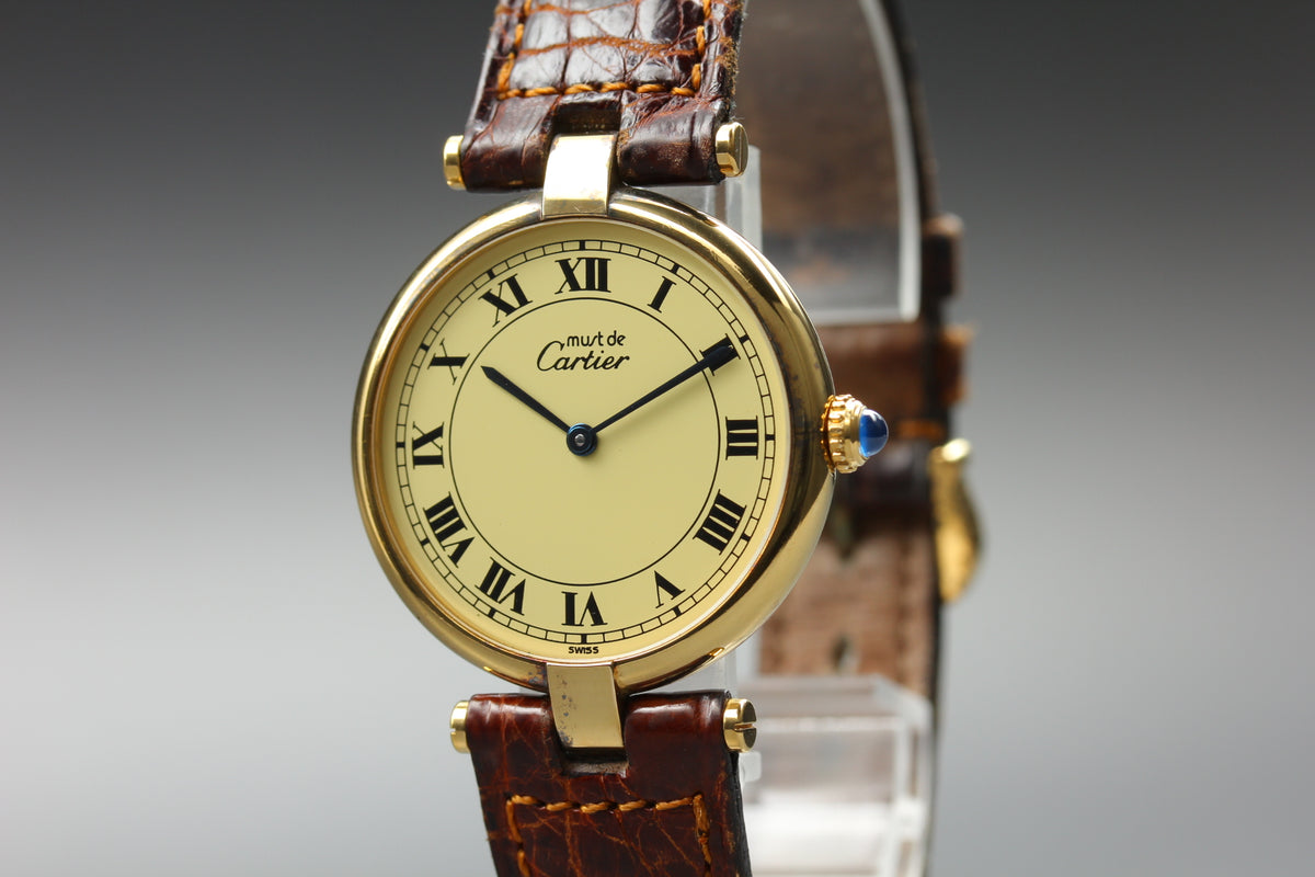 Cartier Must Vendome 590003 Vermeil Roman LM 30mm Quartz Unisex Watch (5)