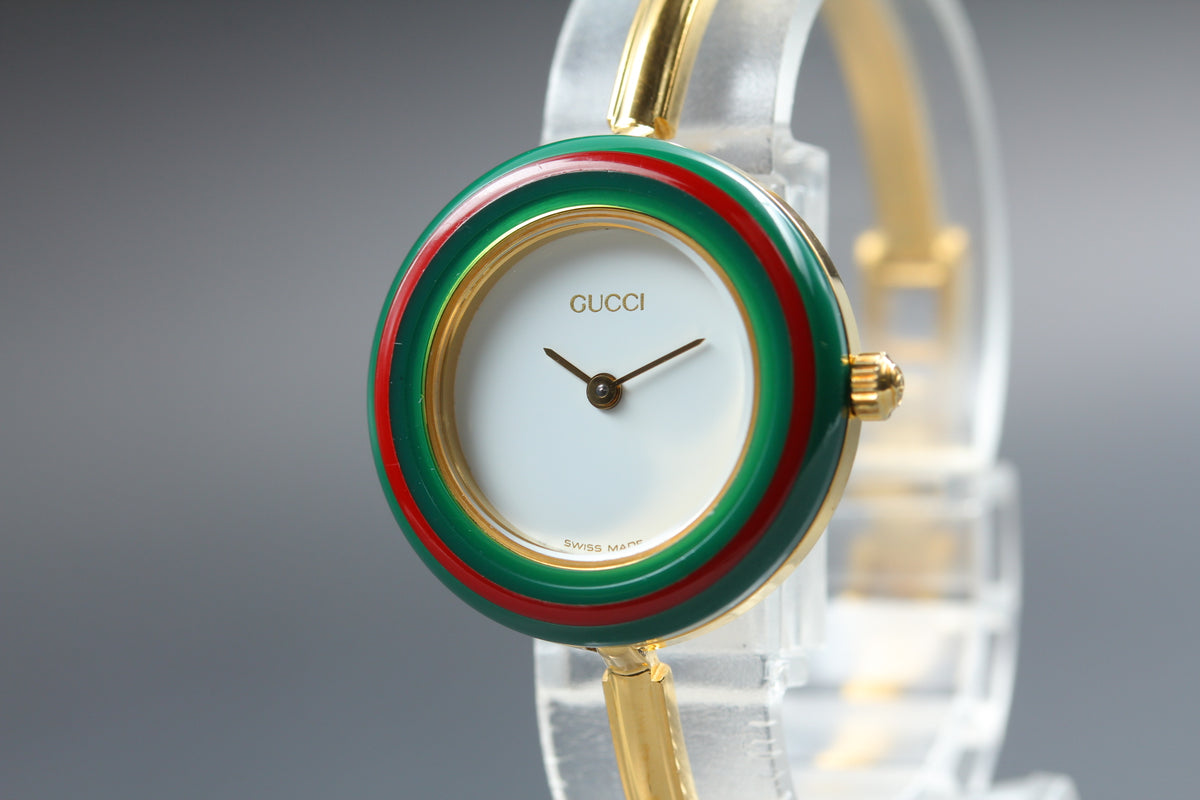 GUCCI Change Bezel 11/12 Gold Women's Quartz Watch, Boxed (5)