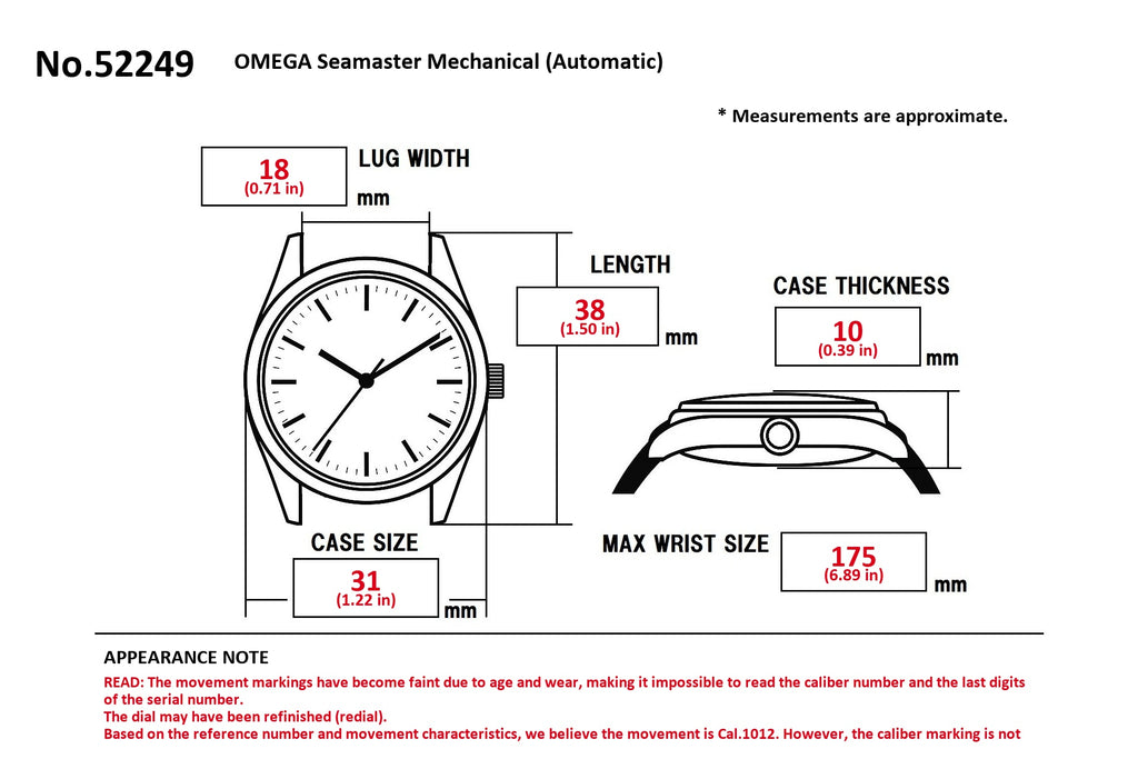 OMEGA Seamaster Cal.1012 Automatic Black Dial Men's Watch (3)