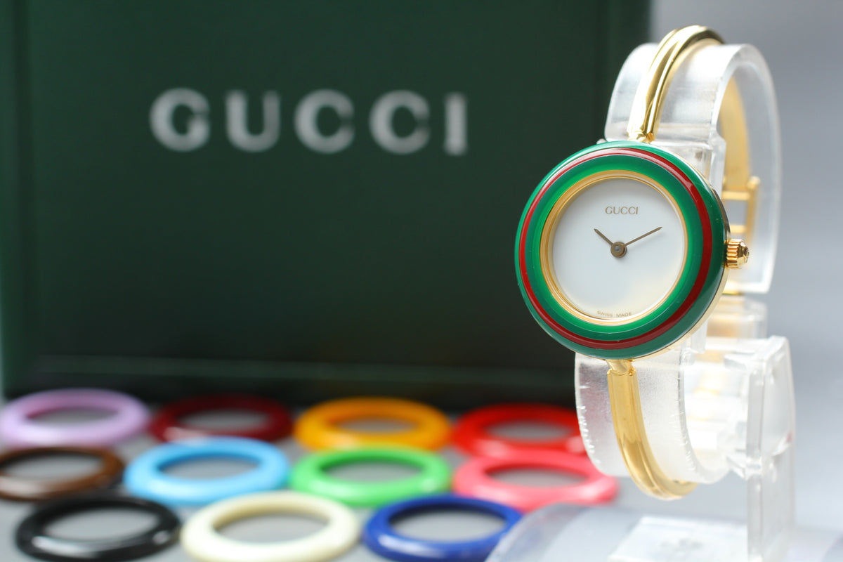 GUCCI 11/12.2 Change Bezel 12 Colors Women's Quartz Watch, Box Papers (1)