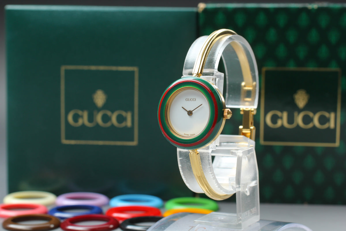 GUCCI 11/12.2 Change Bezel 12 Colors Women's Quartz Watch, Box Papers (1)