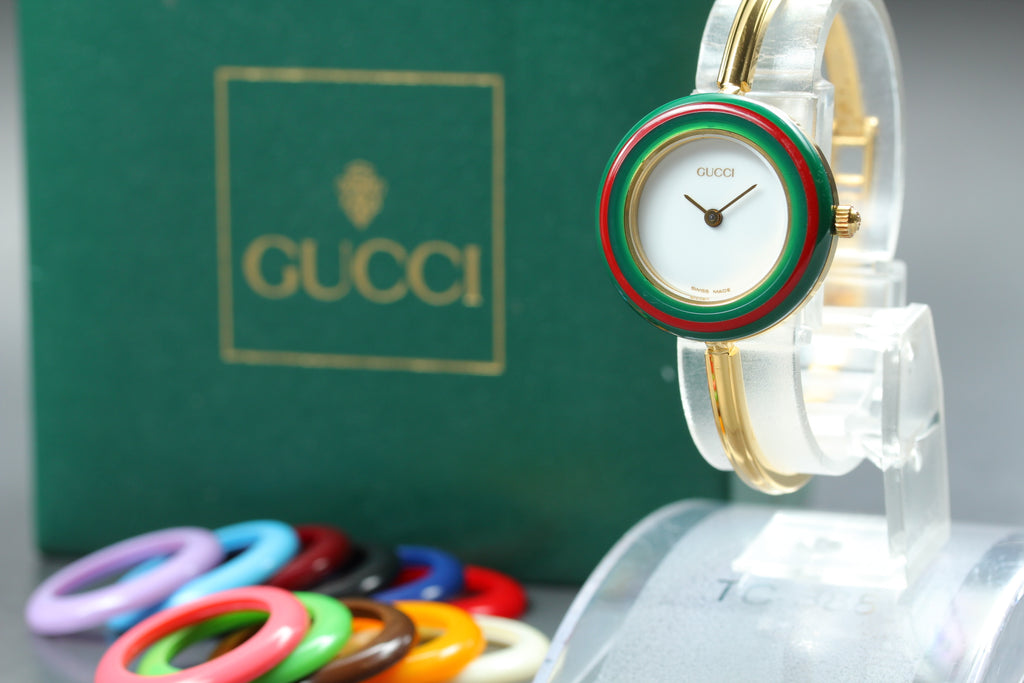 GUCCI 11/12.2 Change Bezel 12 Colors Women's Quartz Watch, Box Papers (1)
