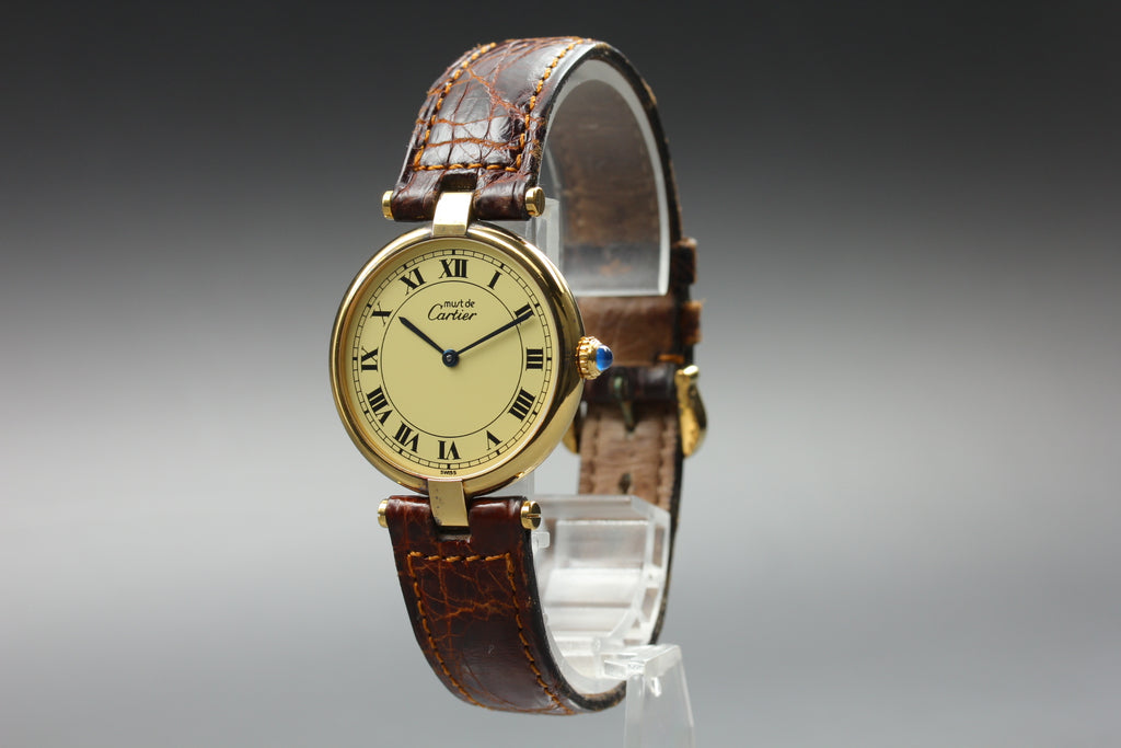 Cartier Must Vendome 590003 Vermeil Roman LM 30mm Quartz Unisex Watch (6)