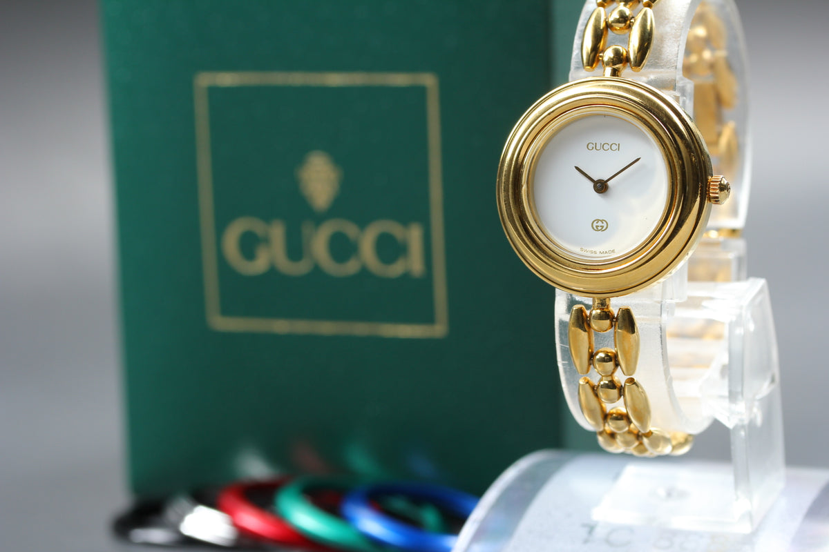 GUCCI 11/12 Change Bezel 6 Color Women's Watch, Box papers (1)