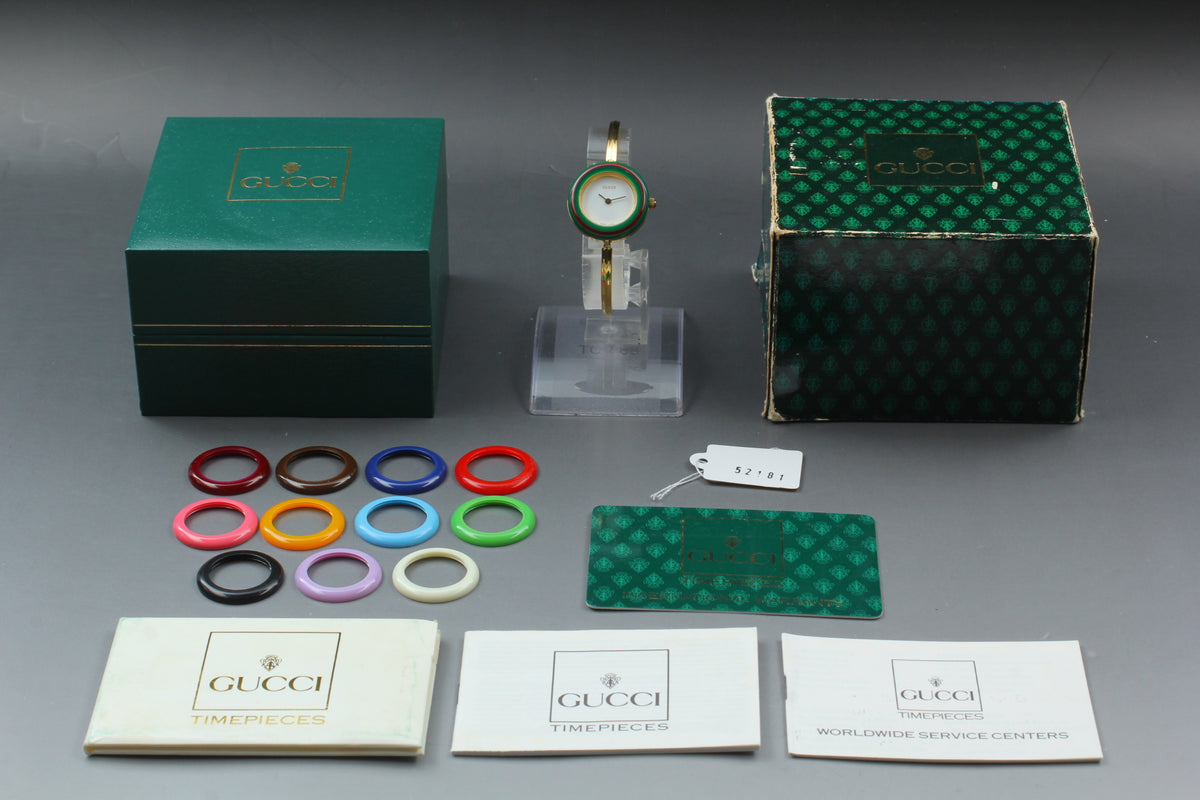 GUCCI 11/12.2 Change Bezel 12 Colors Women's Quartz Watch, Box Papers (2)