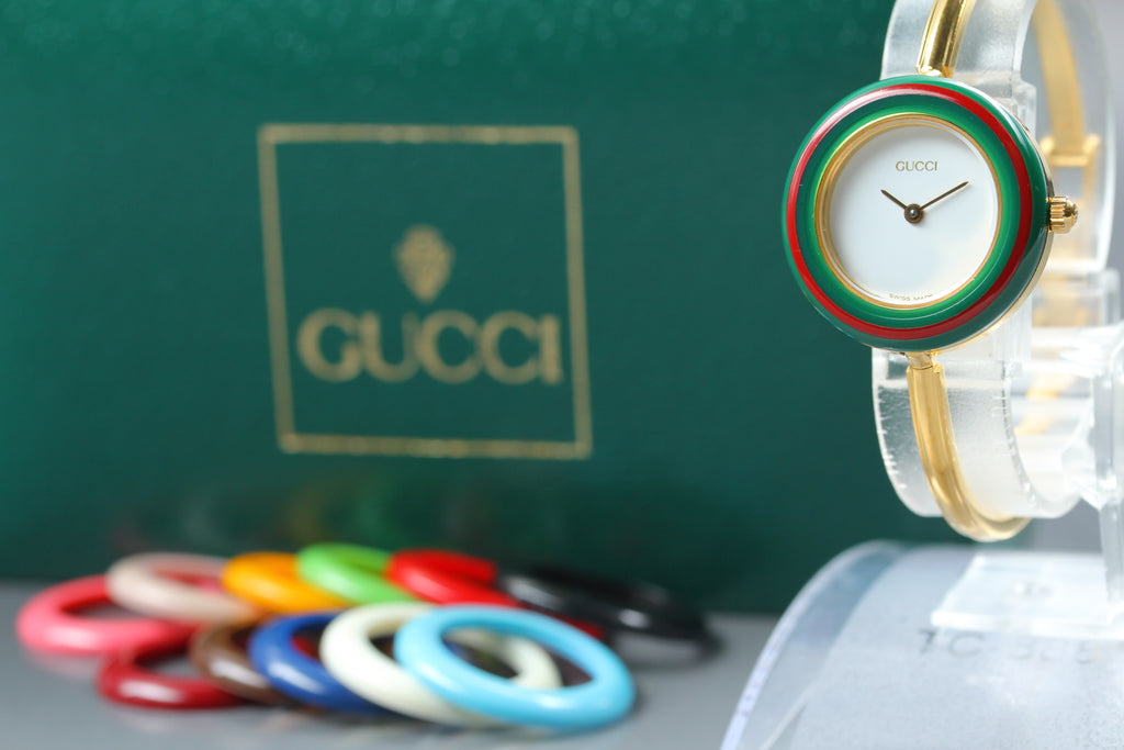 GUCCI Change Bezel 11/12 Gold Women's Quartz Watch, Boxed (1)