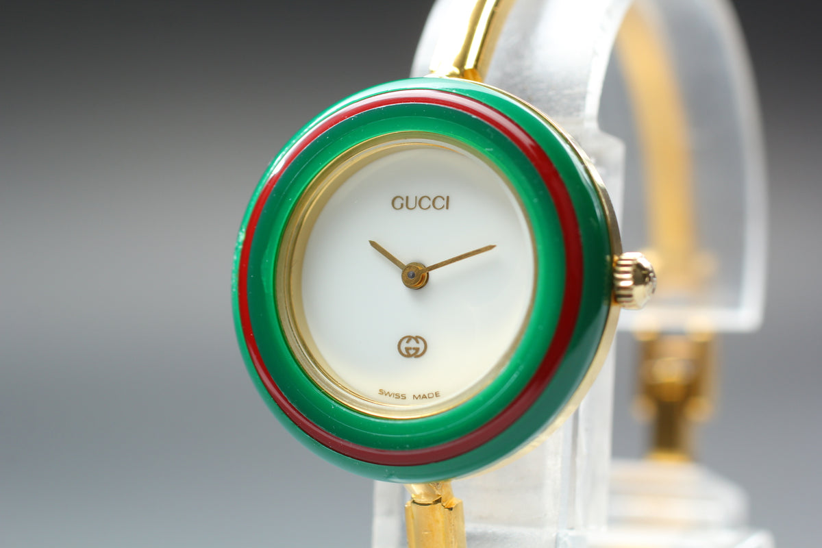 GUCCI 11/12 Change Bezel Gold 12 Colors Women's Qz Watch, Box Papers (5)