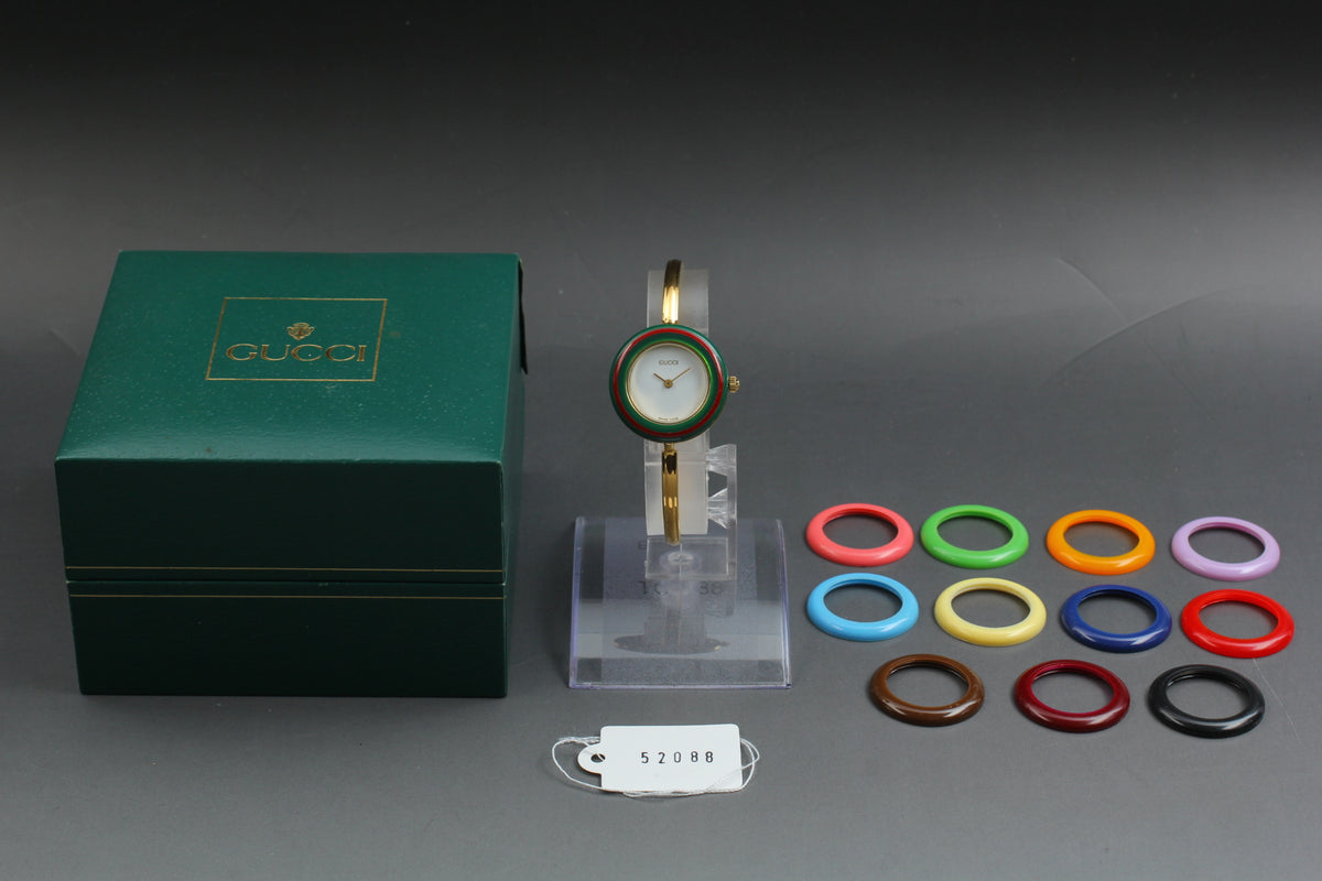 GUCCI 11/12.2 Change Bezel 12 Colors Boxed Ladies Quartz Watch (2)