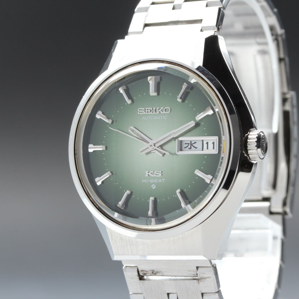 King Seiko 5626-7200 Kanji Faceted Crystal Green Automatic Men Watch (1)