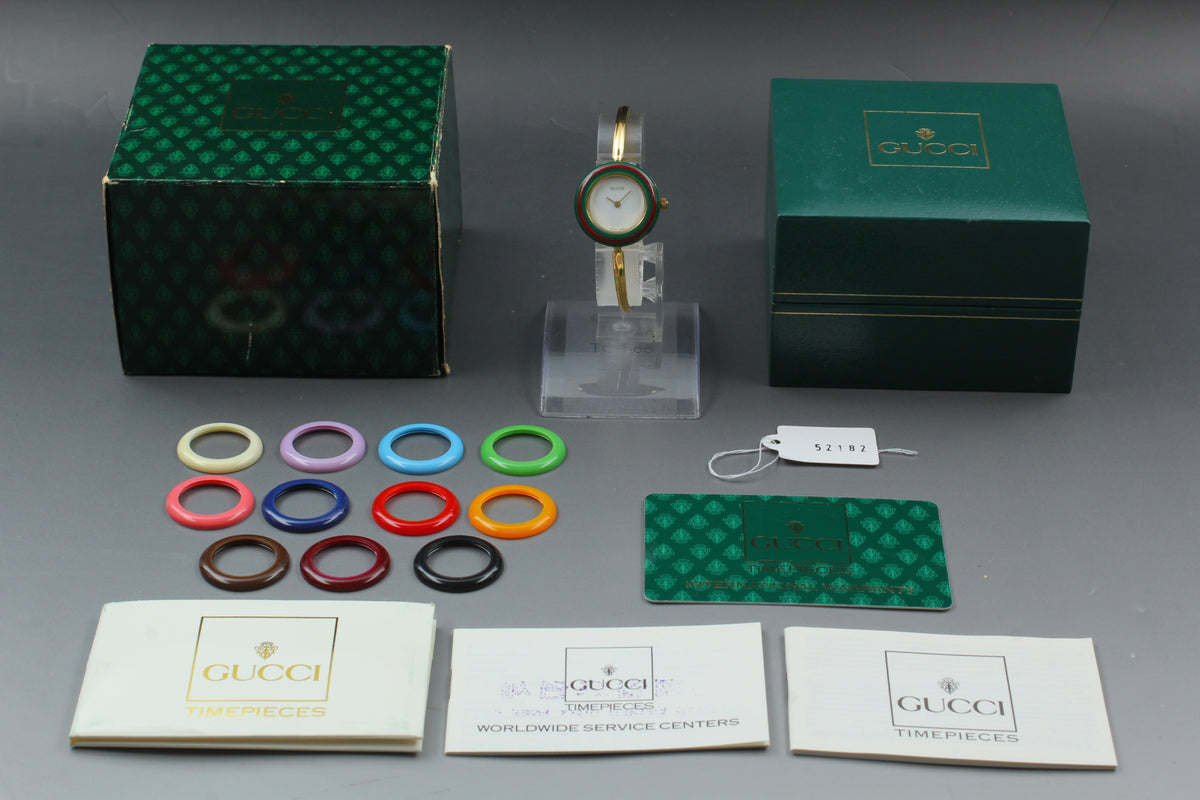 GUCCI 11/12.2 Change Bezel 12 Colors Women's Quartz Watch, Box Papers (2)