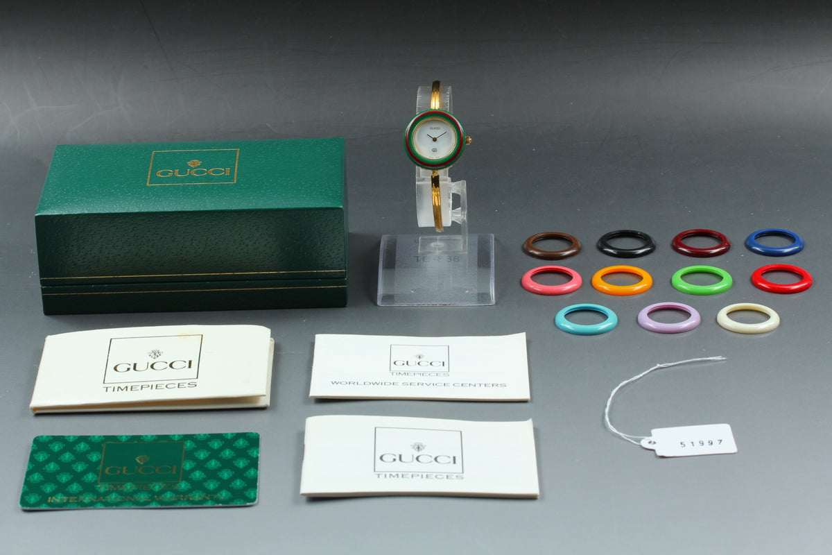 GUCCI 11/12.2 Change Bezel 12 Colors Women's Quartz Watch, Box Papers (4)