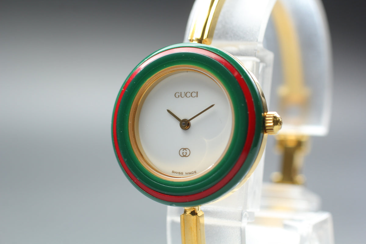 Gucci 1100-L Change Bezel 12 Colors Women's Quartz Watch, Box Papers (5)