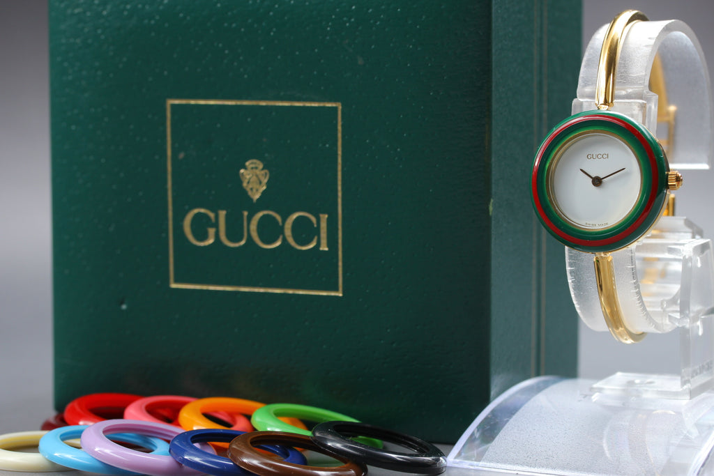 GUCCI 11/12.2 Change Bezel 12 Colors Women's Quartz Watch, Box Papers (1)