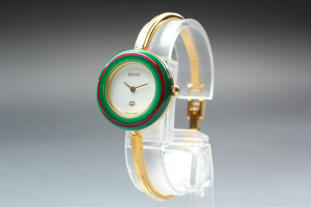GUCCI 11/12 Change Bezel Gold 12 Colors Women's Qz Watch, Box Papers (6)